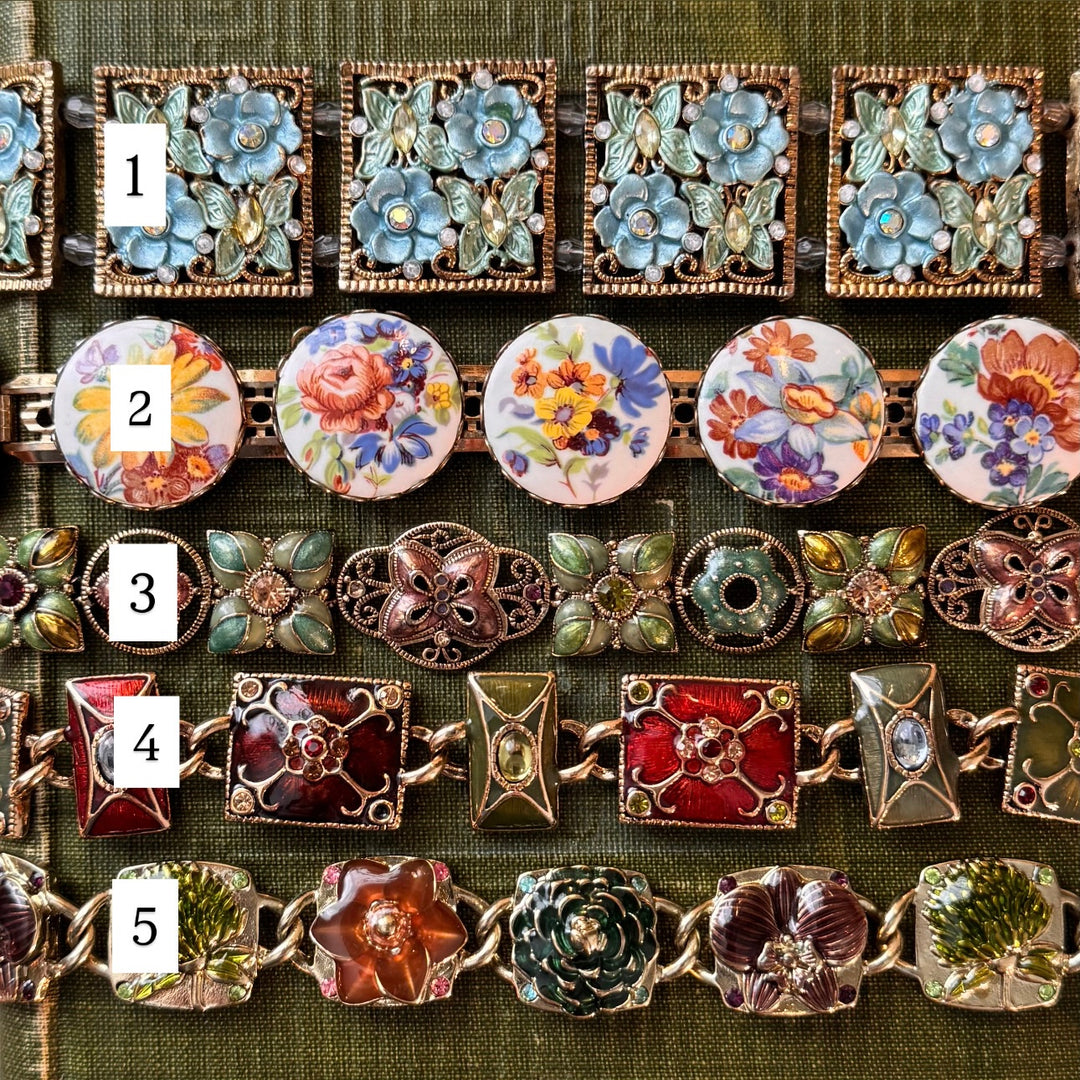 Gold Floral Enamel Bracelets