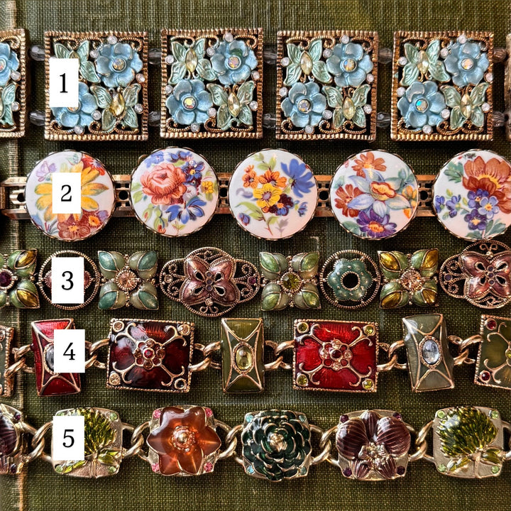 Gold Floral Enamel Bracelets