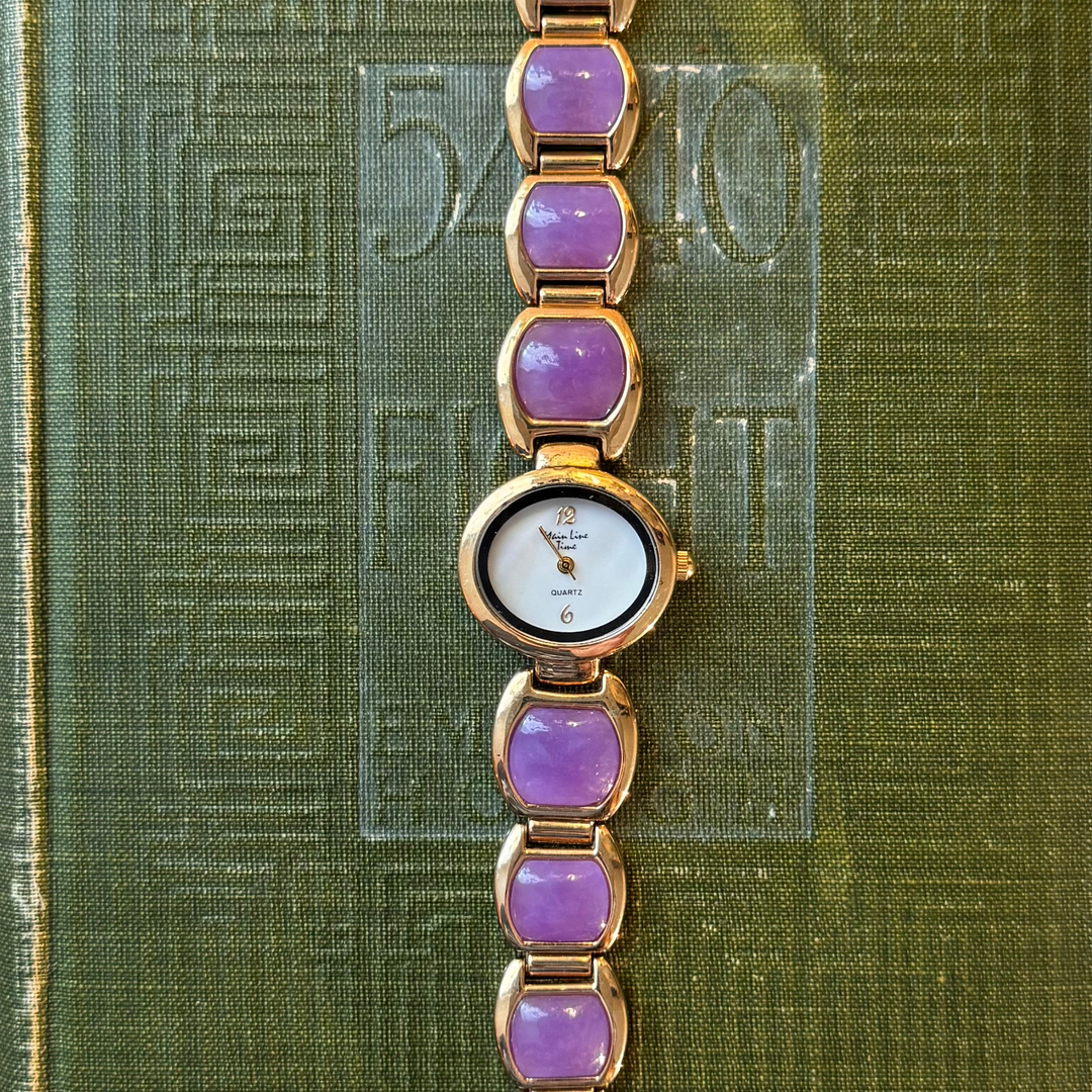 Gold Purple Jade Watch