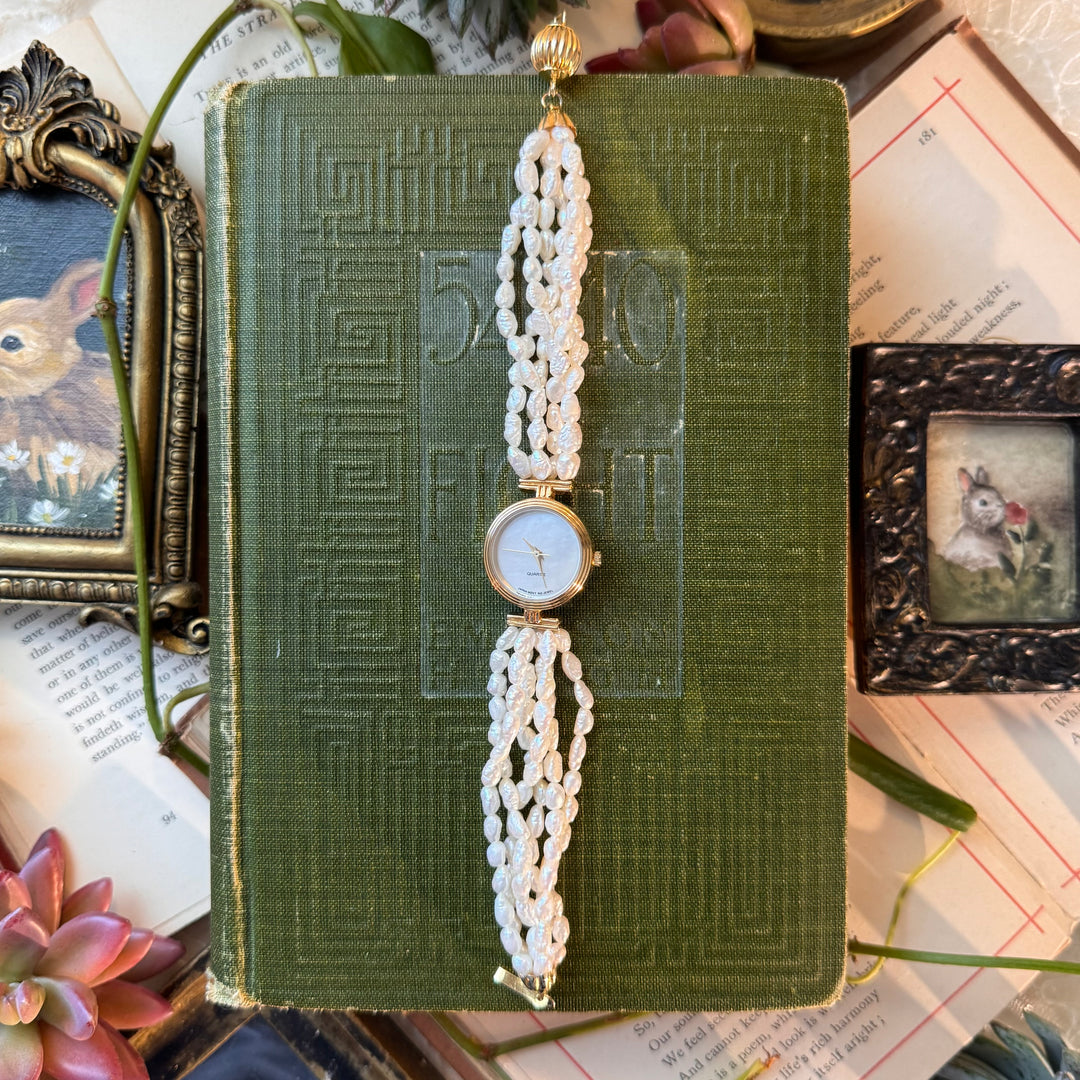 Gold Rice Bead Pearl Watch