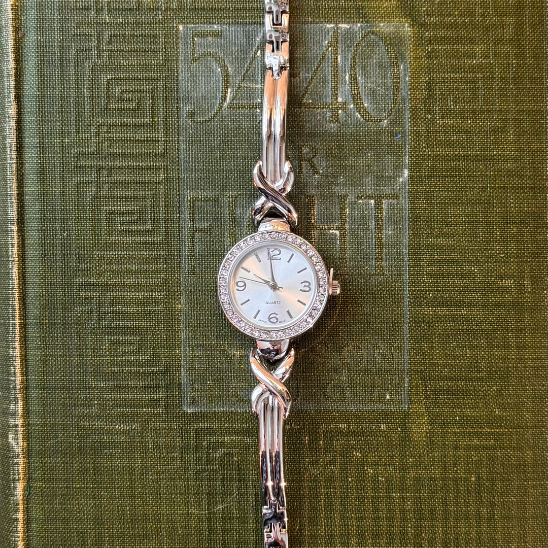 Silver Watch with Rhinestones
