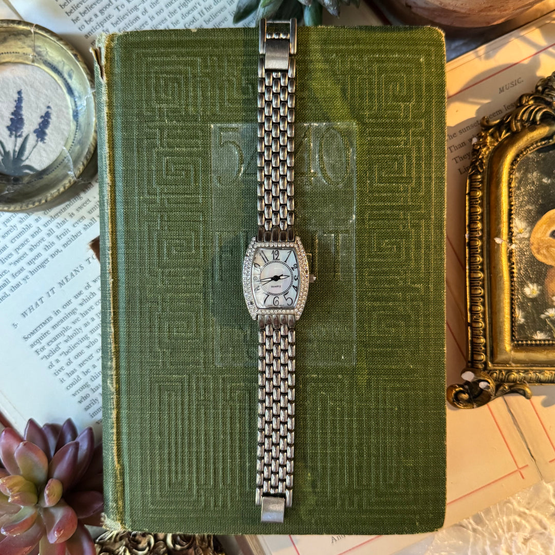 Silver Watch with Rhinestones