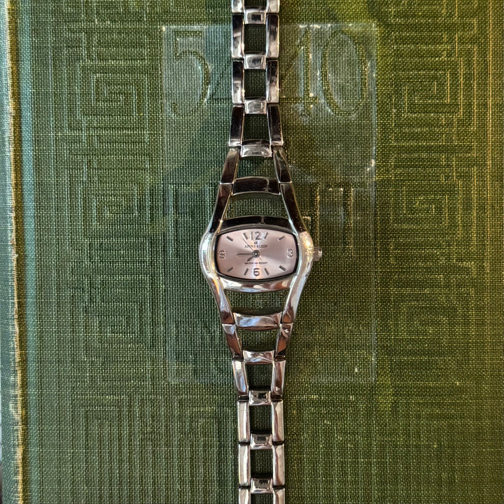 Silver Watch with Pink Face