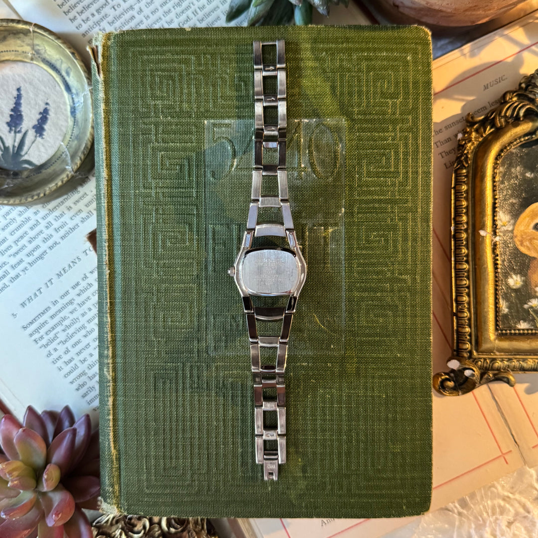 Silver Watch with Pink Face
