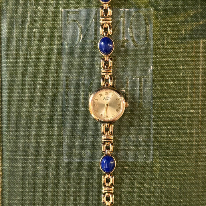 Gold Watch with Lapis Stones