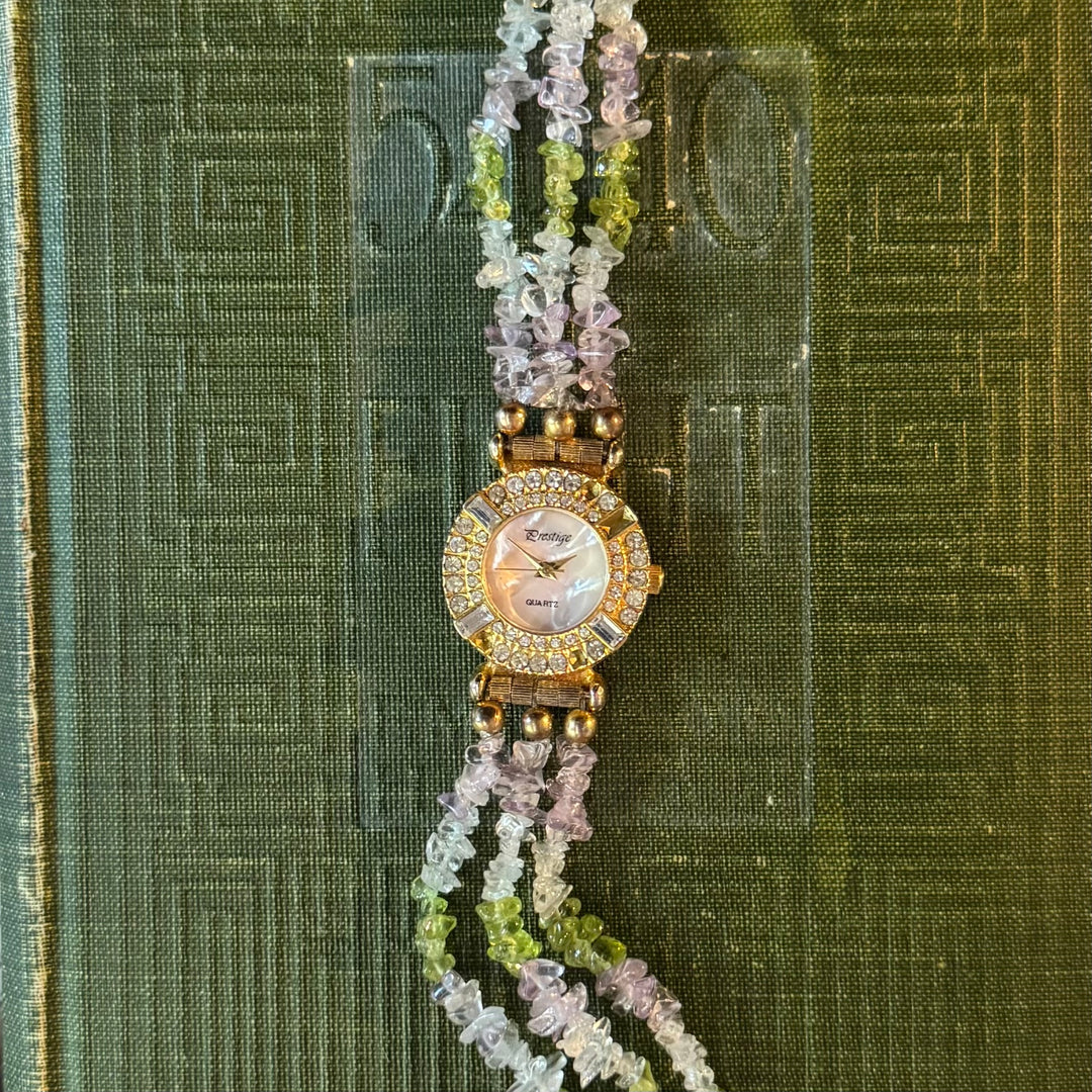 Gold Multicolored Beaded Watch