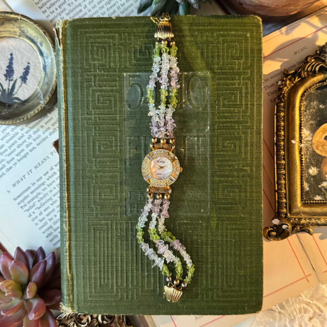 Gold Multicolored Beaded Watch