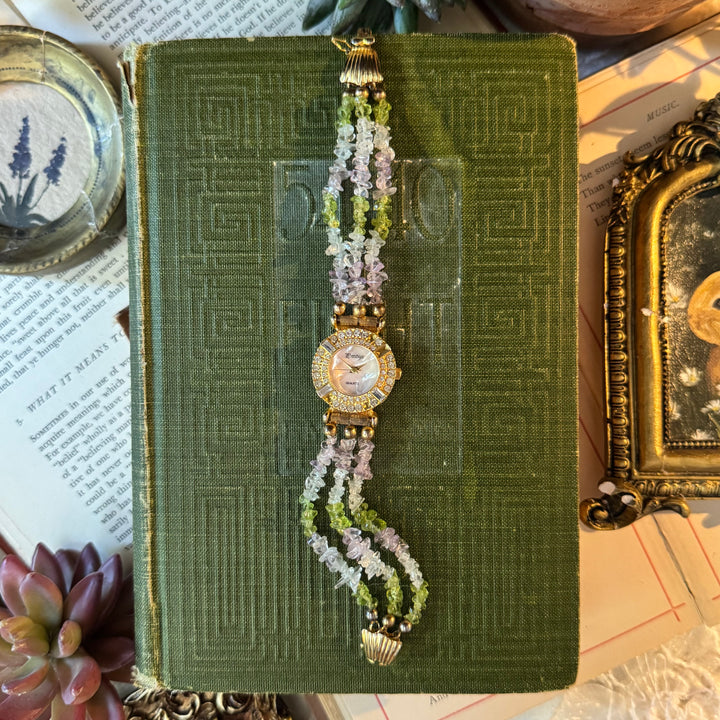 Gold Multicolored Beaded Watch