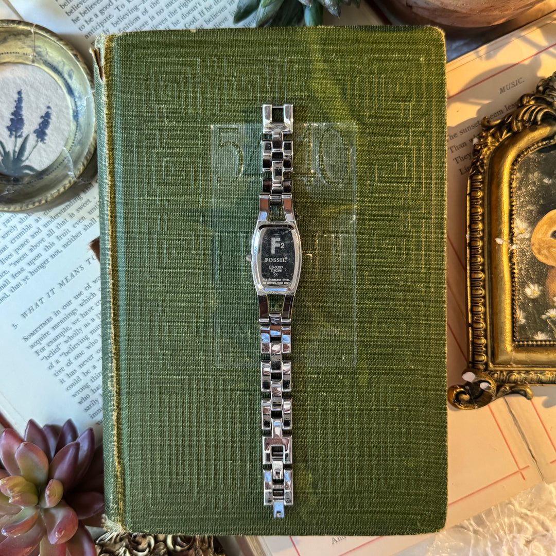 Silver Watch with Blue Face