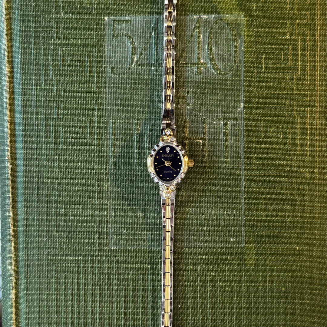 Two Tone Watch with Navy Face