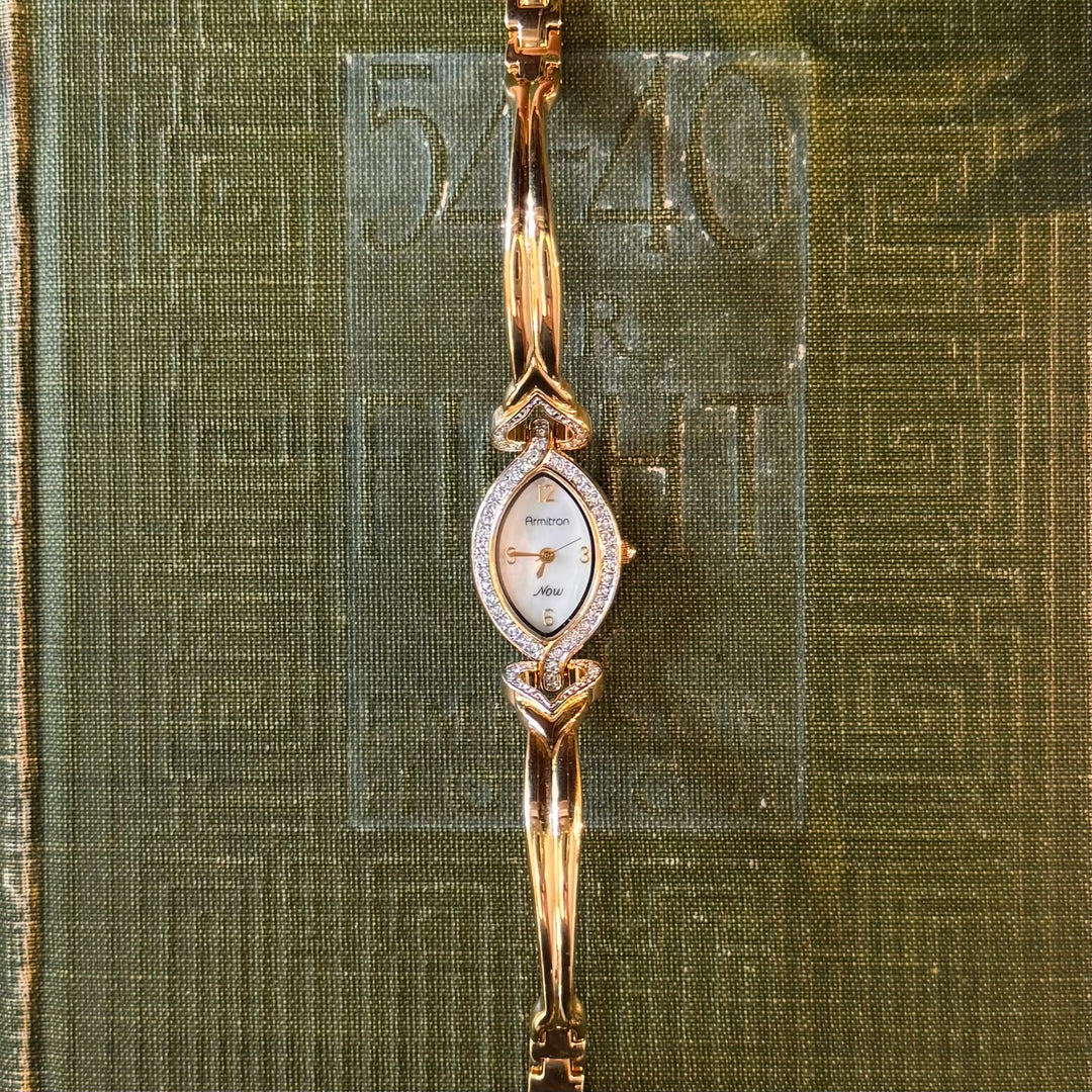 Gold Watch with Rhinestones