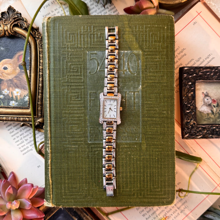 Two Tone Watch with Rhinestones