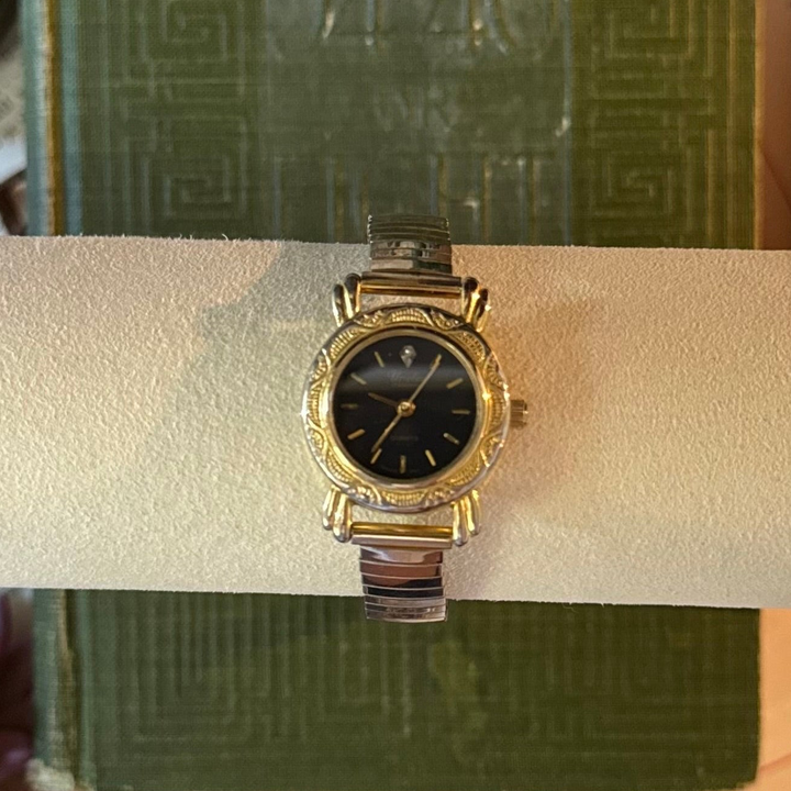 Gold Watch with Black Face
