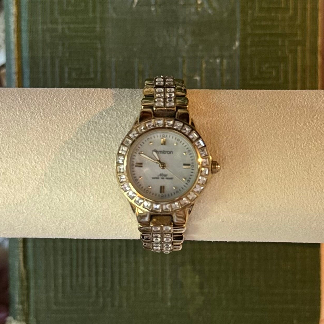 Gold Watch with Rhinestones