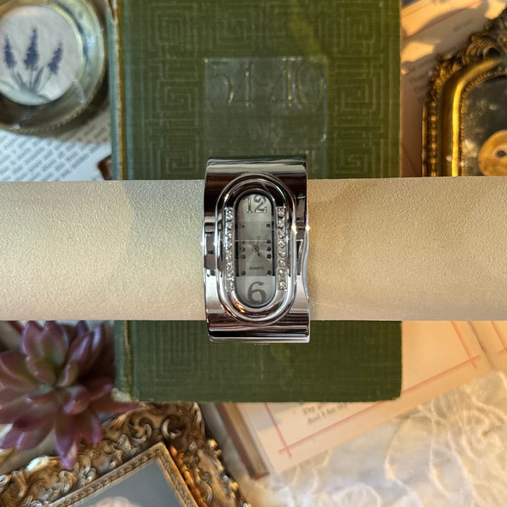 Silver Rhinestones Bangle Watch