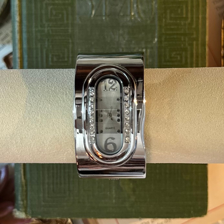 Silver Rhinestones Bangle Watch