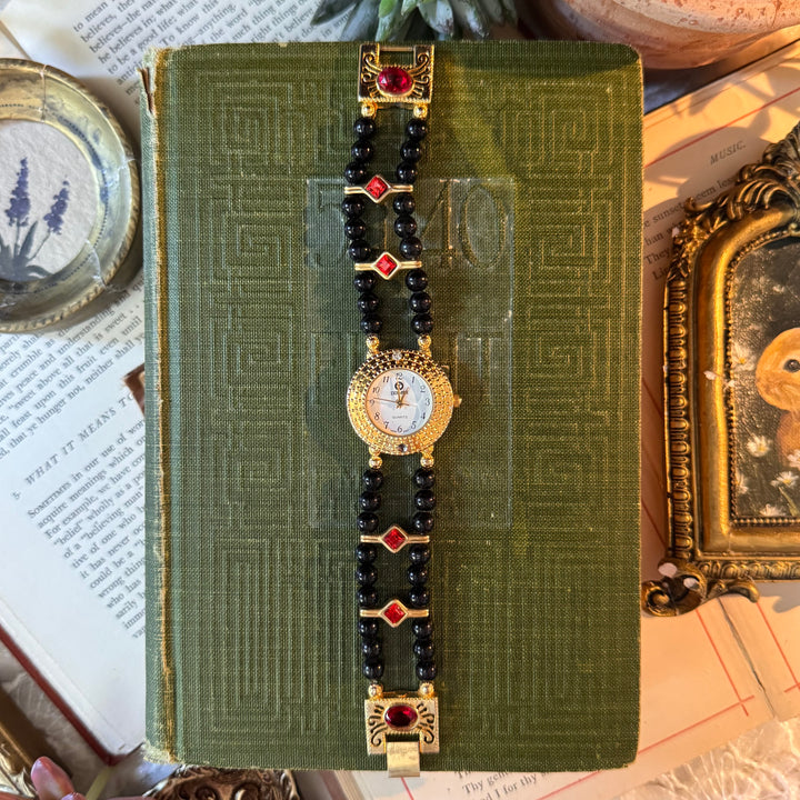 Gold Black Pearl Watch