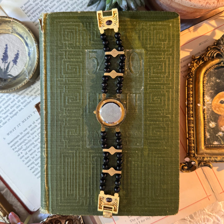 Gold Black Pearl Watch