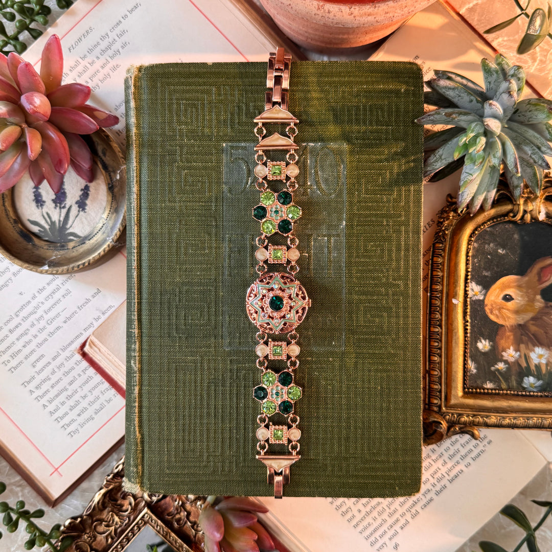 Rose Gold Peekaboo Watch with Multicolored Rhinestones