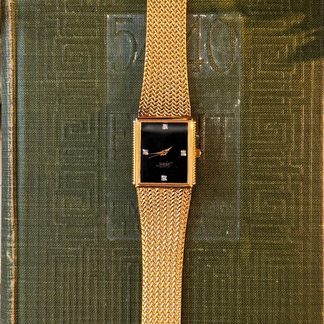 Gold Watch with Black Face