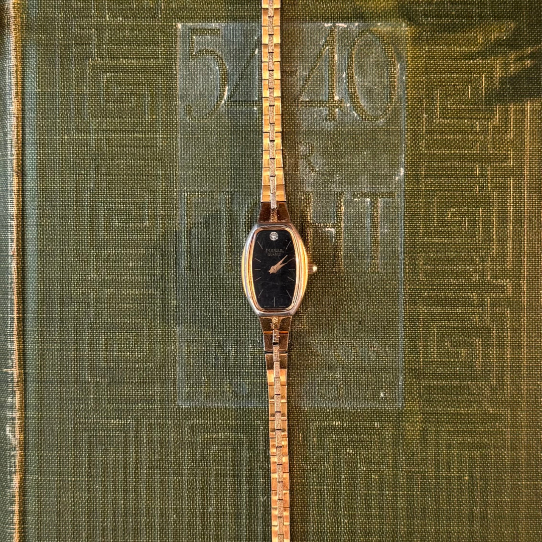 Gold Watch with Black Face