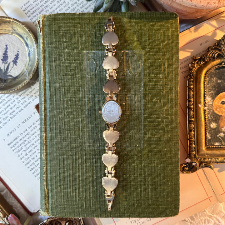 Gold Heart Watch with Multicolored Stones