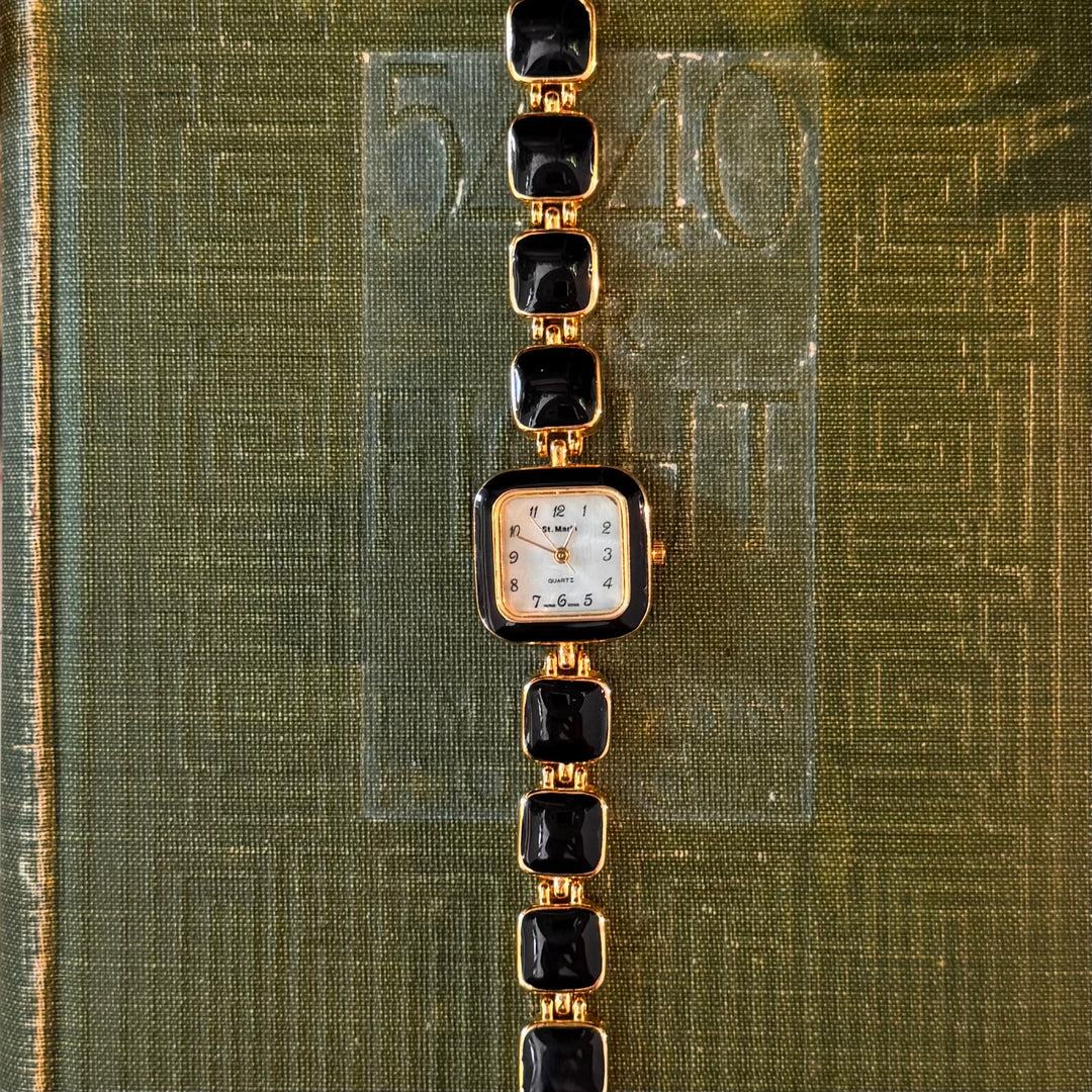 Gold Watch with Black Accents