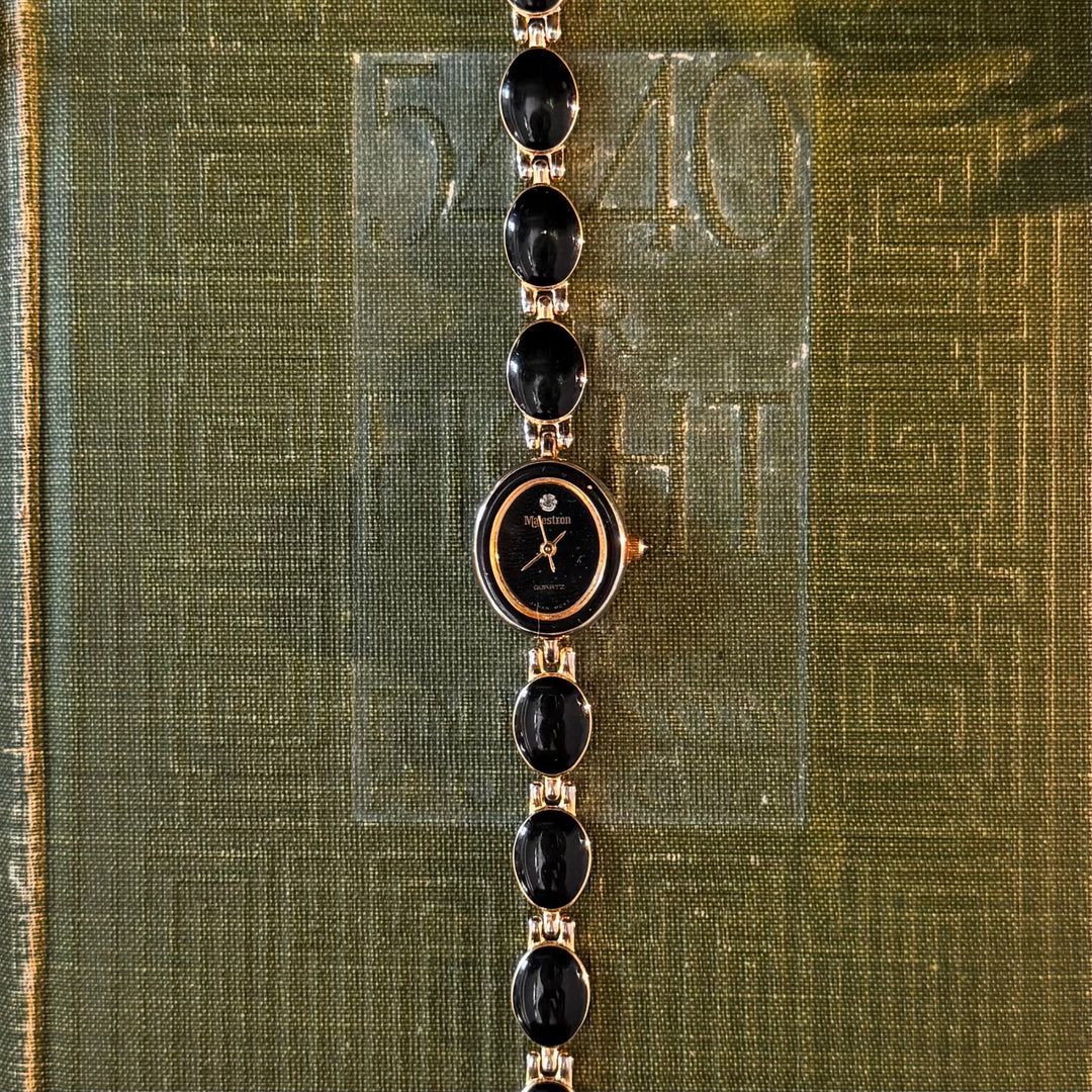 Gold Watch with Black Accents