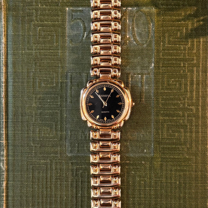 Gold Watch with Black Face
