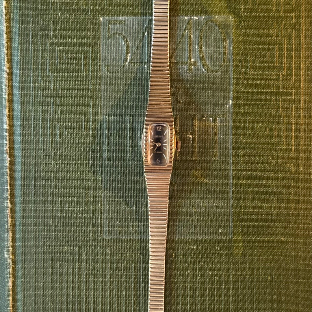Gold Watch with Black Face