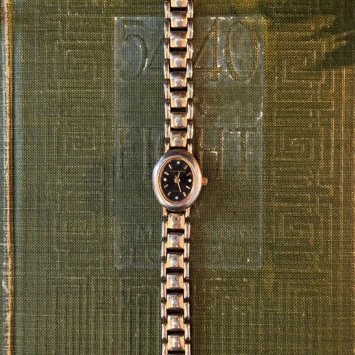 Gold Watch with Black Face