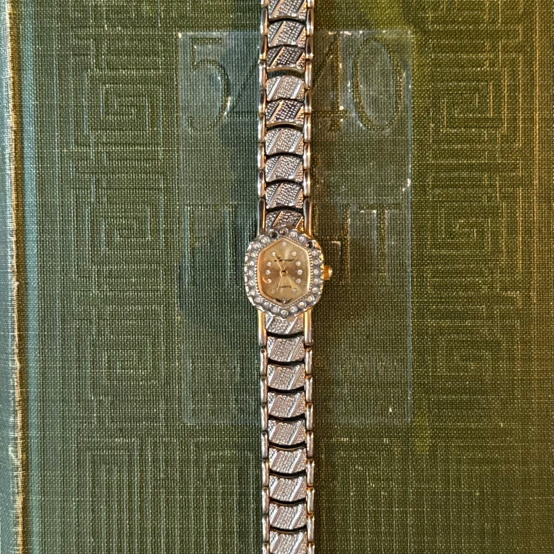 Two Tone Watch with Rhinestones