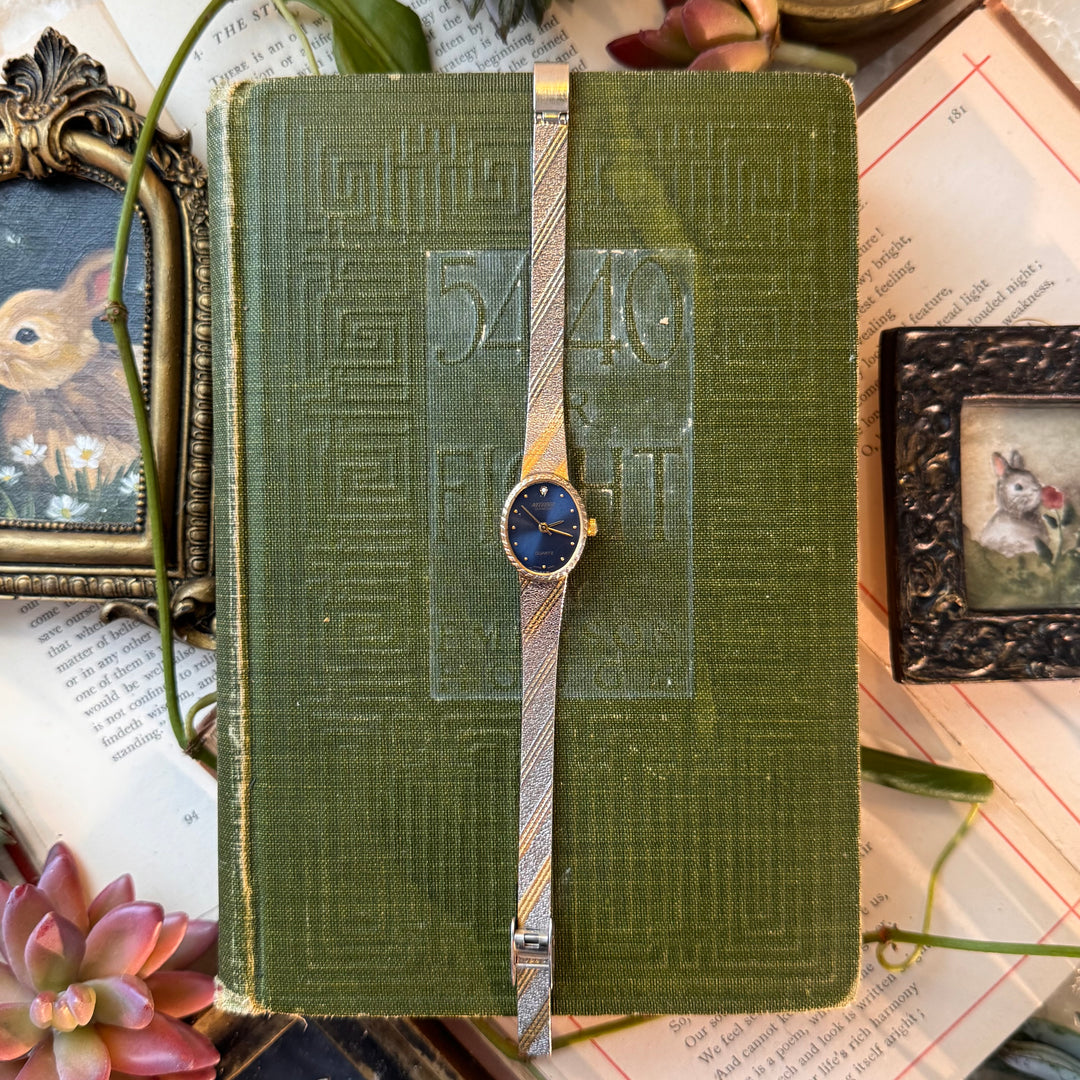 Two Tone Watch with Blue Face