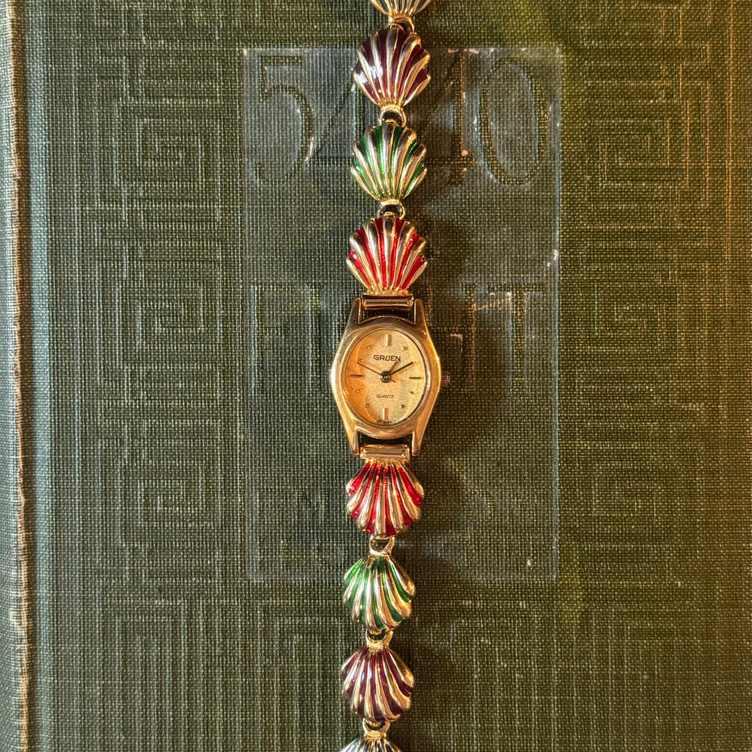 Gold Multicolored Clam Watch