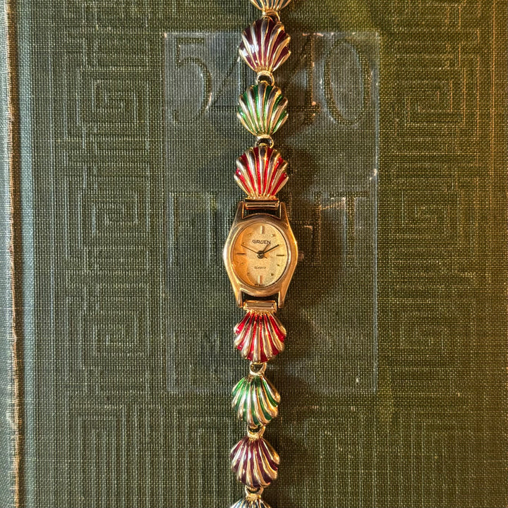 Gold Multicolored Clam Watch