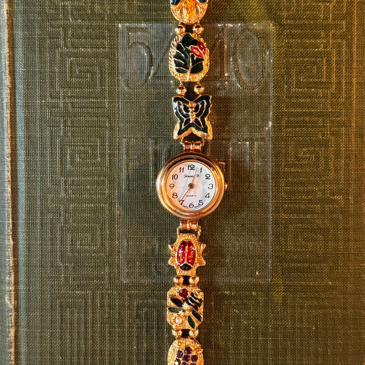 Repurposed Gold Nature Theme Charm Watch