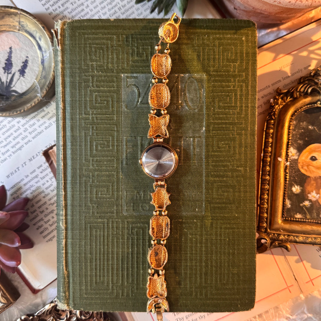 Repurposed Gold Nature Theme Charm Watch