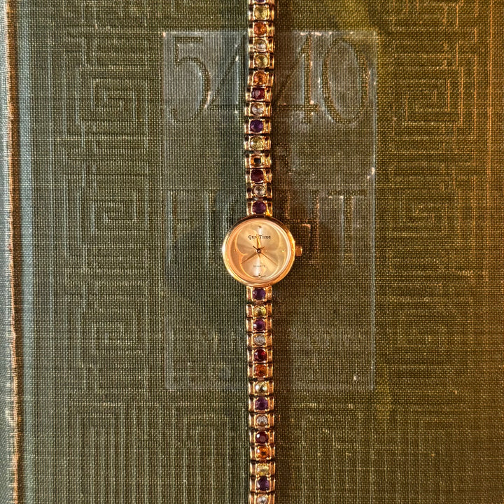 Gold Watch with Genuine Gemstones