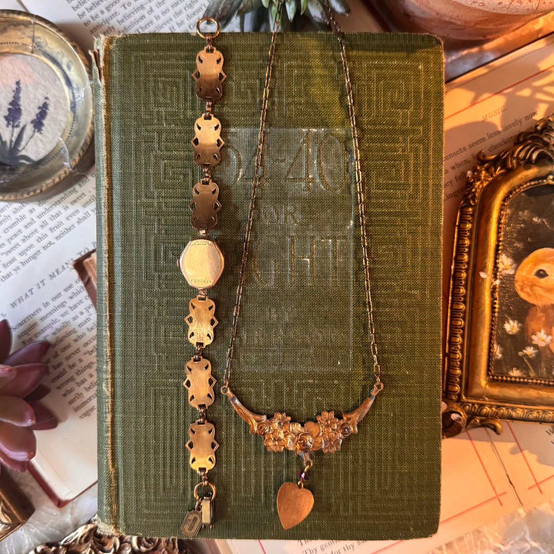 Repurposed Antique Gold Enamel Rose Watch