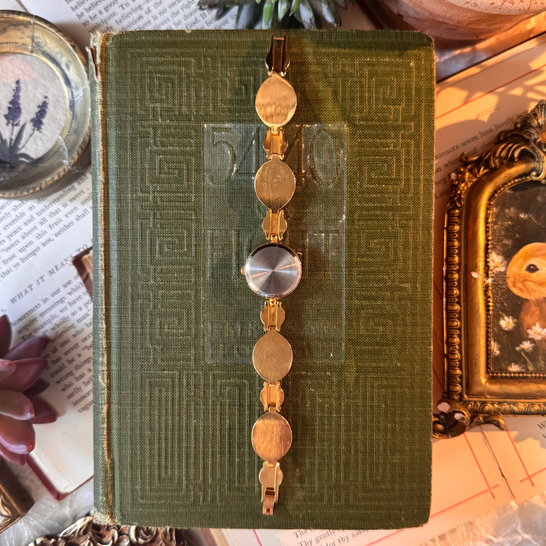 Gold Watch with Genuine Pink Stones