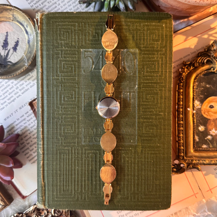 Gold Watch with Genuine Pink Stones