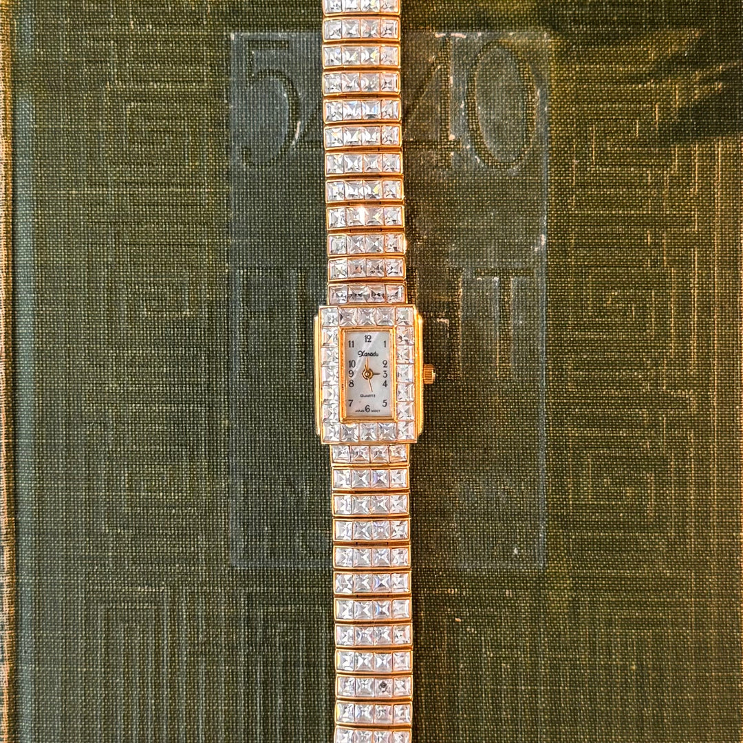 Gold Watch with Rhinestones