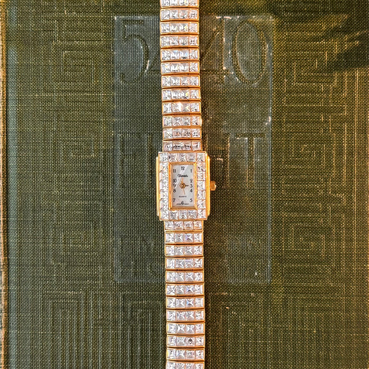 Gold Watch with Rhinestones