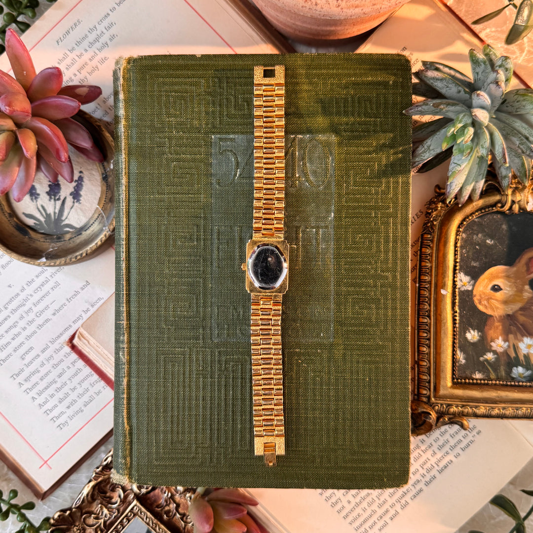 Gold Watch with Rhinestones