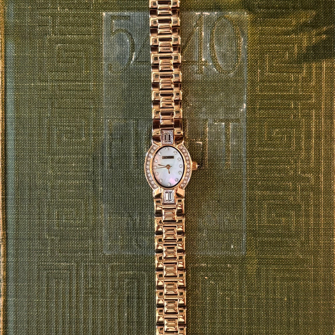 Gold Watch with Rhinestones