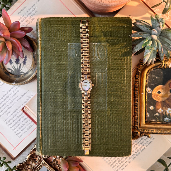 Gold Watch with Rhinestones