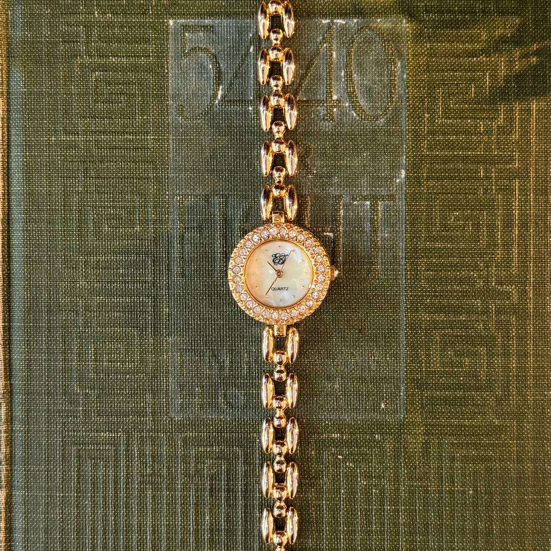 Gold Watch with Rhinestones