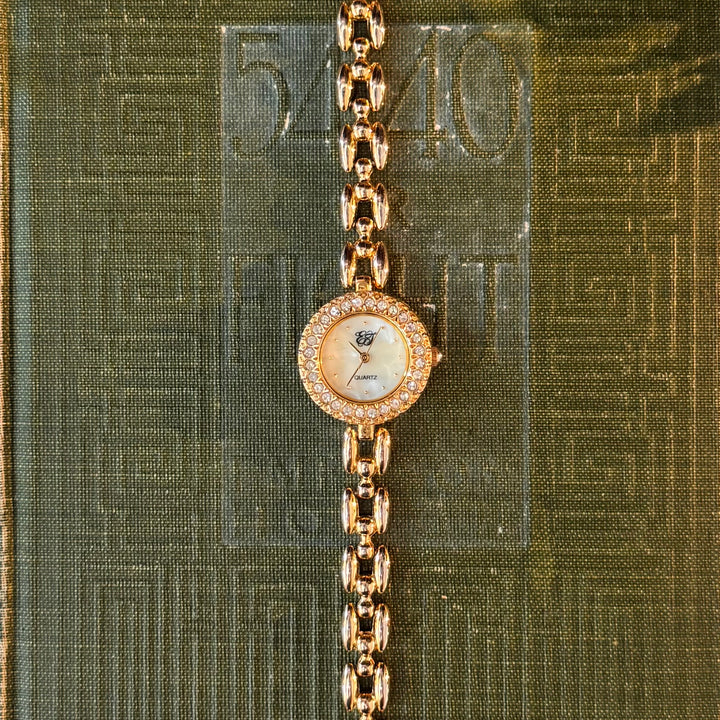 Gold Watch with Rhinestones