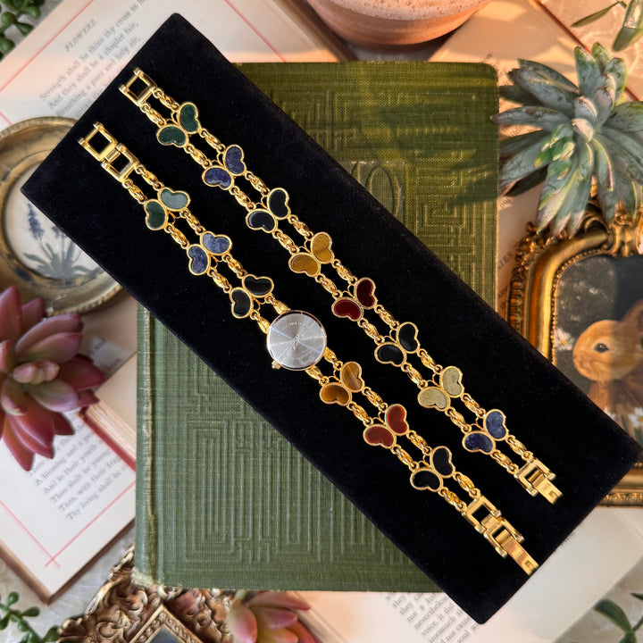 Gold Butterfly Watch with Matching Bracelet