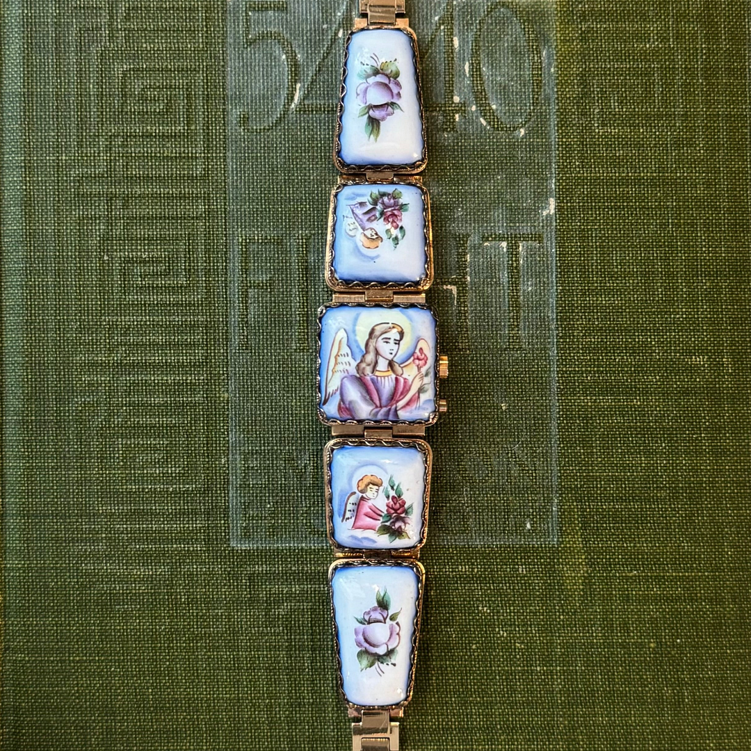 Rare Gold Hand Painted Enamel Watch